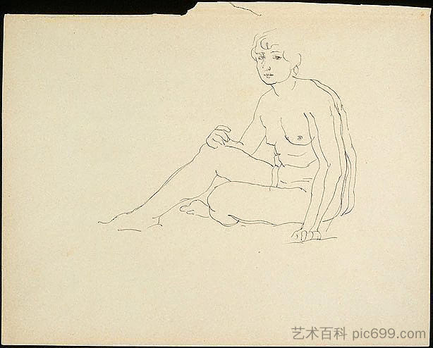 坐着的女性裸体 Seated female nude，鲁珀特·巴尼