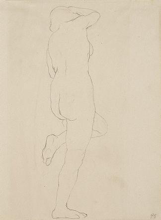 站立的女性裸体，左腿抬起 Standing female nude, left leg raised (1920)，鲁珀特·巴尼