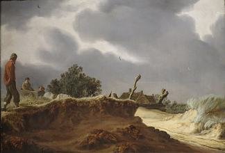 景观与沙路 Landscape with Sandy Road (1628)，所罗门·范·鲁伊斯戴尔