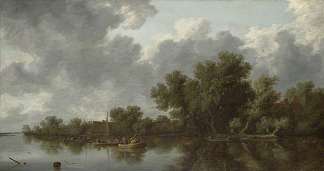 河流场景 River Scene，所罗门·范·鲁伊斯戴尔