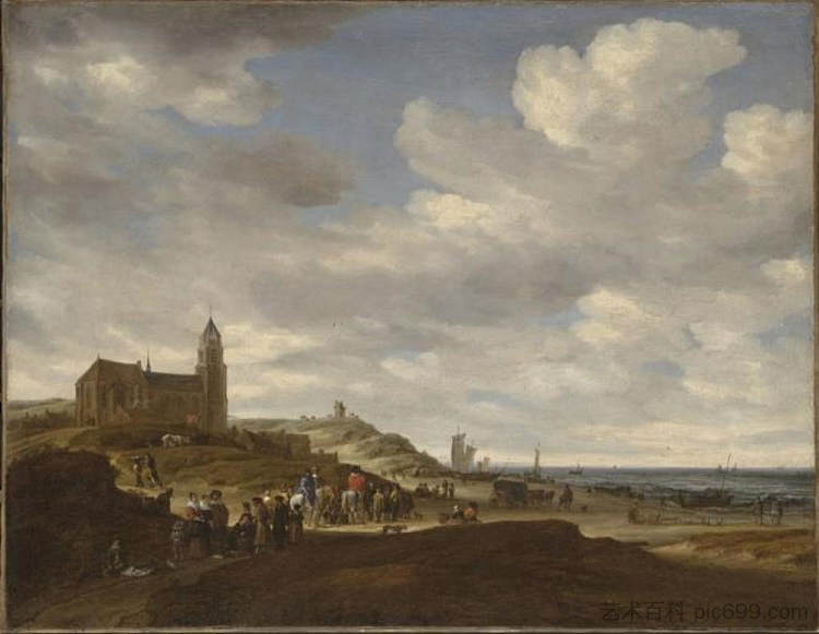 斯海弗宁恩海滩 Beach at Scheveningen,所罗门·范·鲁伊斯戴尔