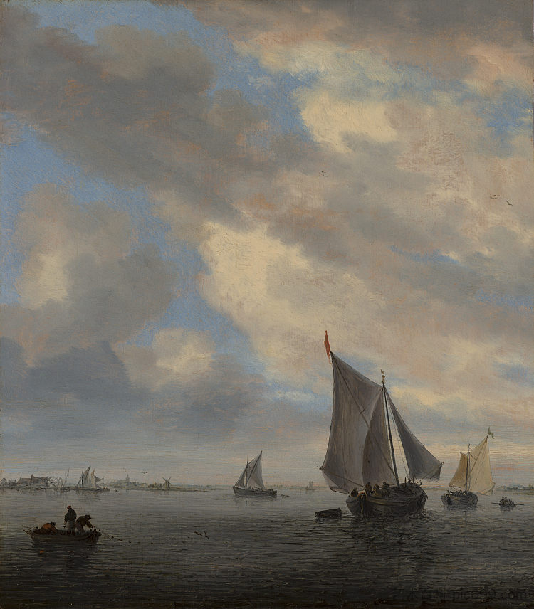 湖上帆船的景色 View of Sailing Boats on a Lake,所罗门·范·鲁伊斯戴尔