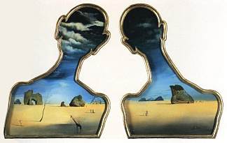 一对满脑袋乌云的情侣 A Couple with Their Heads Full of Clouds (1936)，萨尔瓦多·达利