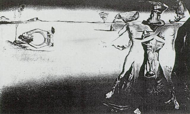 沙漠中一对夫妇的幻影 Apparition of a Couple in the Desert (1946),萨尔瓦多·达利