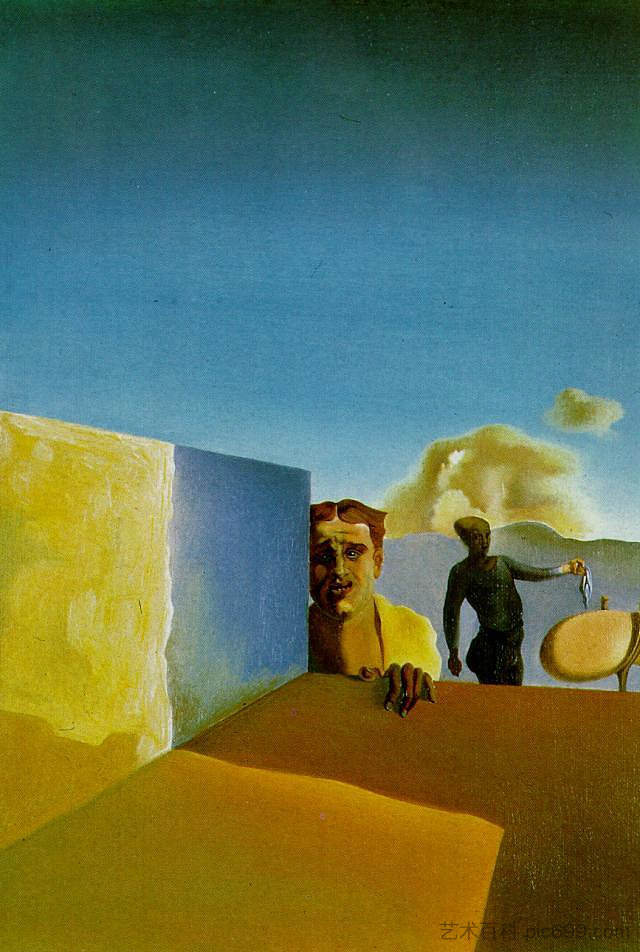 理发师因好天气的持续而悲伤(痛苦的理发师) Barber Saddened by the Persistence of Good Weather (The Anguished Barber) (1934),萨尔瓦多·达利