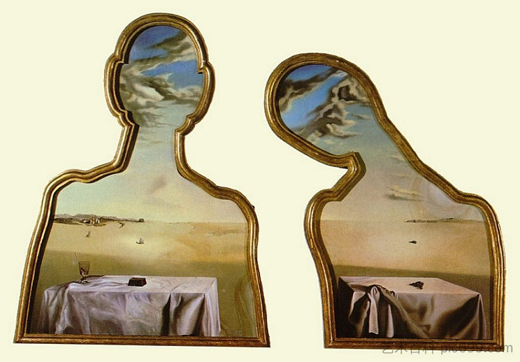 满脑子乌云的情侣 Couple with Their Heads Full of Clouds (1936)，萨尔瓦多·达利