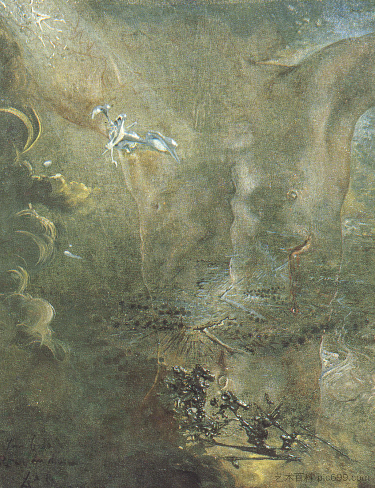 十字架(奉献;为庆祝神圣的女王(达拉) Crucifixion (Dedication; For Gala Queen of the Divine DalH) (1965),萨尔瓦多·达利
