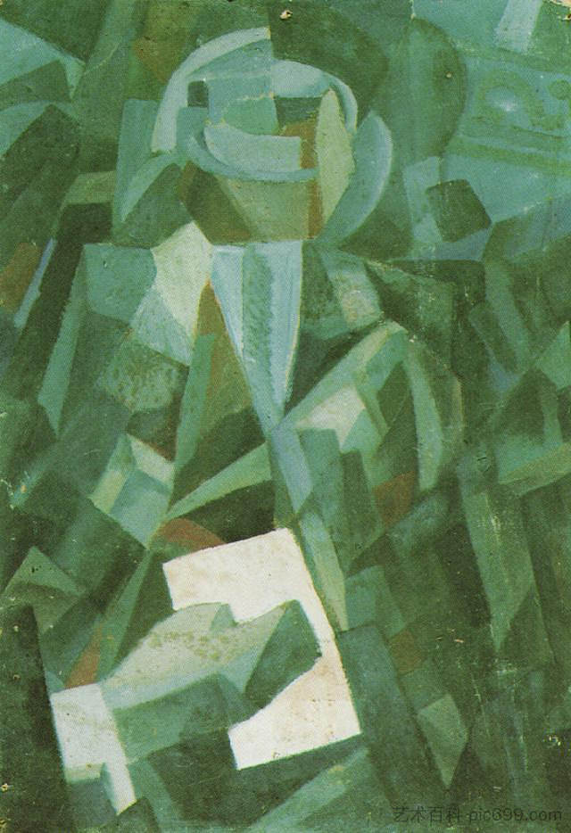 立体主义构图 - 一个坐着的人拿着一封信的肖像 Cubist Composition - Portrait of a Seated Person Holding a Letter (1923),萨尔瓦多·达利