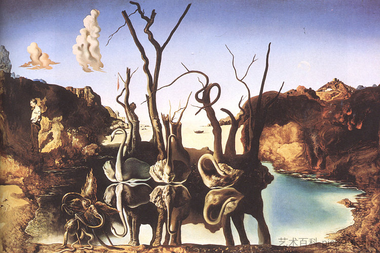 天鹅反射大象 Swans Reflecting Elephants (1937)，萨尔瓦多·达利