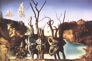 天鹅反射大象 Swans Reflecting Elephants (1937)，萨尔瓦多·达利