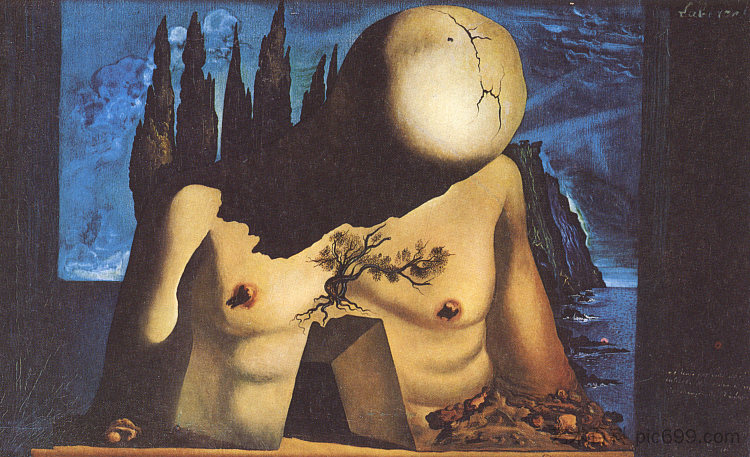 迷宫 I 的布景窗帘设计 Design for Set Curtain for Labyrinth I (1941),萨尔瓦多·达利