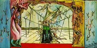 设计《罗密欧与朱丽叶》（背景和翼楼） Design for the set of ‘Romeo and Juliet’ (backdrops and wing flats) (1942)，萨尔瓦多·达利