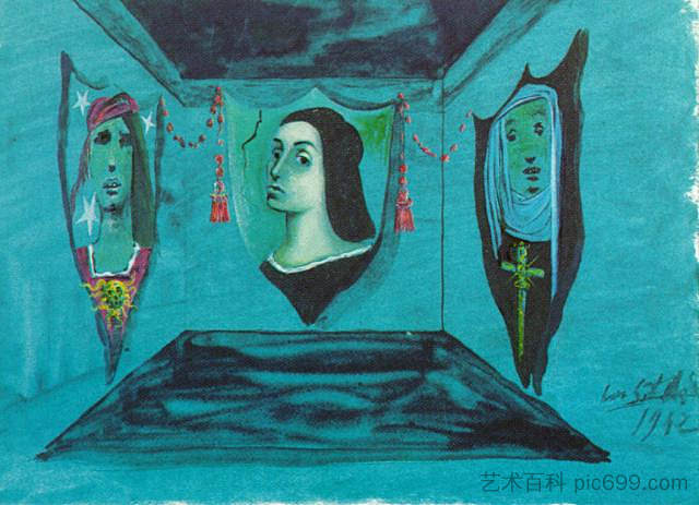 《罗密欧与朱丽叶》布景设计 Design for the set of 'Romeo and Juliet' (1942)，萨尔瓦多·达利