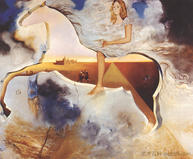 卡门·博迪乌·佛朗哥的马术肖像 Equestrian Portrait of Carmen Bordiu-Franco (1974),萨尔瓦多·达利