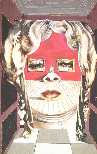 Mae West的面孔，可用作超现实主义公寓 Face of Mae West Which May Be Used as a Surrealist Apartment (c.1935)，萨尔瓦多·达利