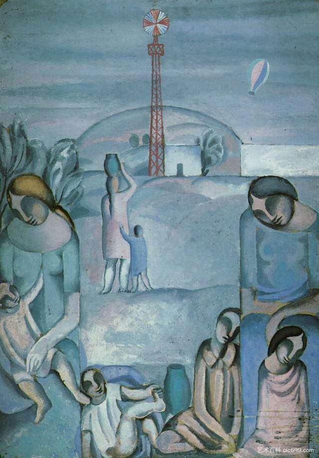 安普尔丹风景中的人物 Figures in a Landscape at Ampurdan (1923)，萨尔瓦多·达利
