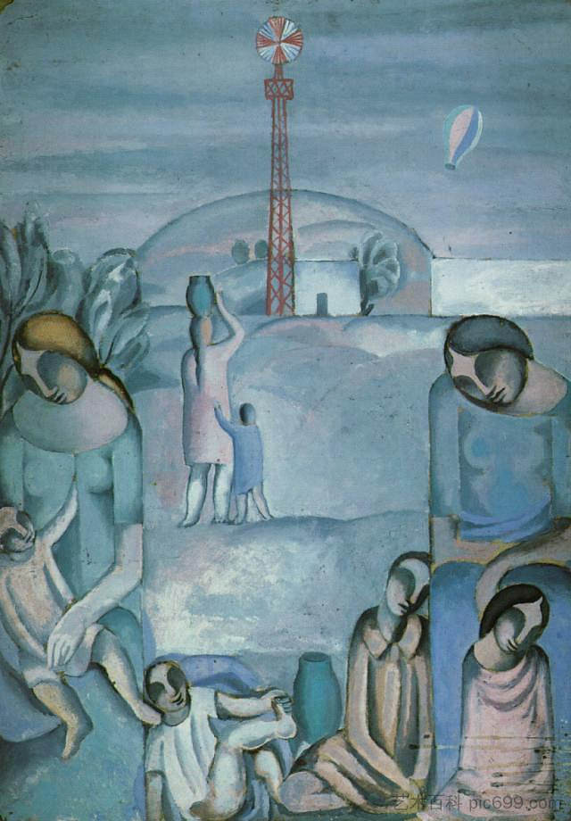 安普尔丹风景中的人物 Figures in a Landscape at Ampurdan (1923),萨尔瓦多·达利