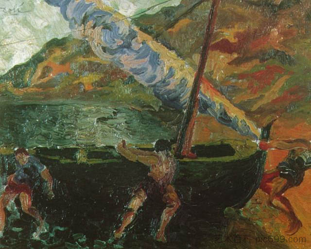 卡达克斯的渔民 Fishermen at Cadaques (1922),萨尔瓦多·达利