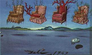 天空中的四把扶手椅 Four Armchairs in the Sky (1949)，萨尔瓦多·达利