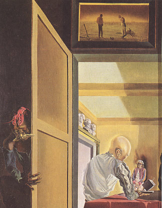 嘎啦与《小米三钟经》在圆锥形变形即将到来之前 Gala and The Angelus of Millet Before the Imminent Arrival of the Conical Anamorphoses (1933)，萨尔瓦多·达利