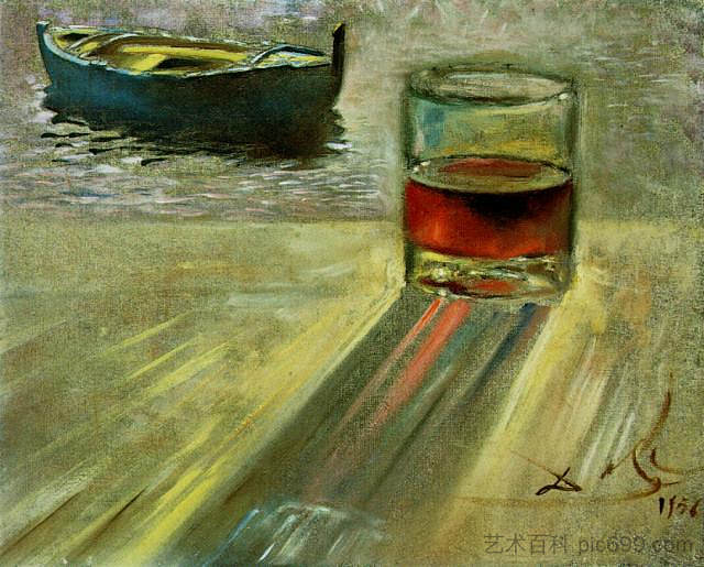 一杯酒和一条船 Glass of Wine and Boat (1956)，萨尔瓦多·达利