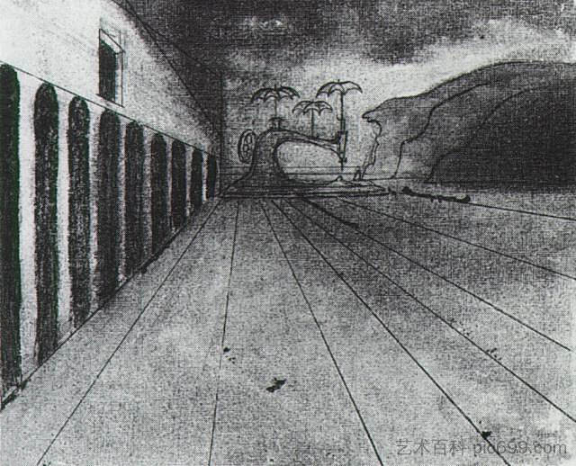 德基里科之后的风景(未完成) Landscape After De Chirico (unfinished) (1935),萨尔瓦多·达利