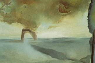 凯旋门形状的岩石景观 Landscape with Rock in the Shape of a Triumphal Arch (1981)，萨尔瓦多·达利