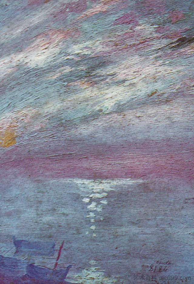 海湾上的月光在卡达克斯 Moonlight Over the Bay At, Cadaques (c.1920),萨尔瓦多·达利