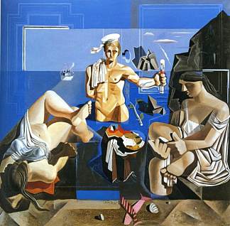 新立体主义学院（三个人物的构图） Neo-Cubist Academy (Composition with Three Figures) (1926)，萨尔瓦多·达利