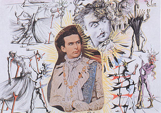“酒神”的绘画：巴伐利亚的路德维希二世 Drawing For “Bacchanale”: Ludwig II Of Bavaria (1938)，萨尔瓦多·达利
