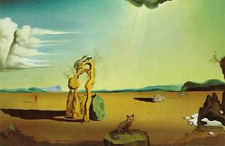 沙漠景观中的裸体 Nude in the Desert Landscape (1946)，萨尔瓦多·达利