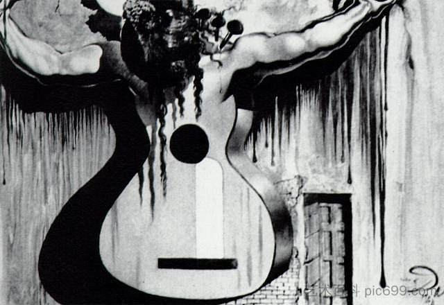 以“中国咖啡馆”为背景的绘画 Painting for the backdrop of 'Cafe De Chinitas' (1943)，萨尔瓦多·达利
