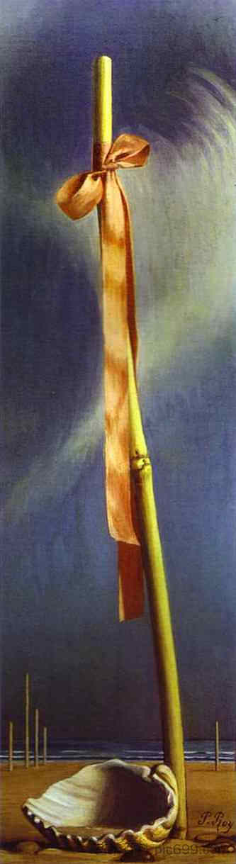 海边的粉红结和贝壳 Pink Knot and Shell on the Seashore (c.1980),萨尔瓦多·达利
