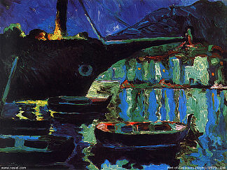 卡达克斯港(夜间) Port of Cadaques (Night) (c.1918)，萨尔瓦多·达利