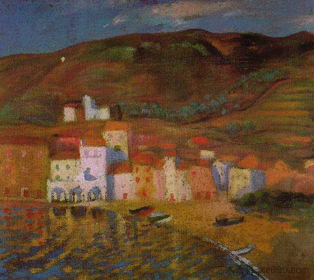 Portdogue和Mount Pani来自Ayuntamiento Portdogue and Mount Pani from Ayuntamiento (1922),萨尔瓦多·达利