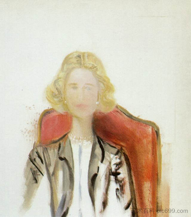 一个女人的肖像-灰色夹克戴着珍珠项链 Portrait of a Woman - Grey Jacket Wearing a Pearl Necklace (1961)，萨尔瓦多·达利