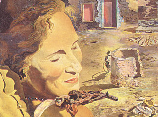 嘎拉的肖像，肩膀上有两个羊排平衡 Portrait of Gala with Two Lamb Chops Balanced on Her Shoulder (1933)，萨尔瓦多·达利