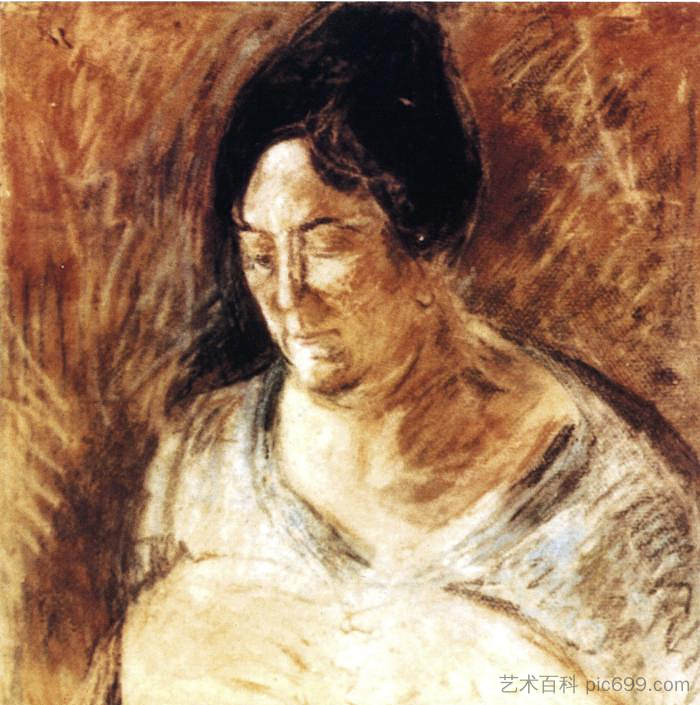 艺术家母亲的肖像 Portrait of the Artist's Mother (1920),萨尔瓦多·达利
