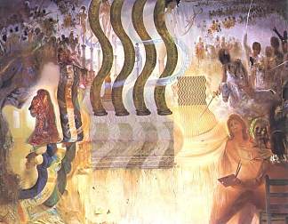 萨尔瓦多·达利在《美元的神化》中的绘画表演 Salvador Dali in the Act of Painting Gala in the Apotheosis of the Dollar (1965)，萨尔瓦多·达利
