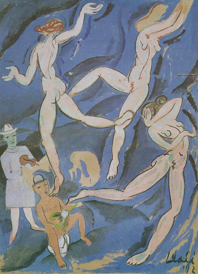 讽刺作品（马蒂斯的《舞蹈》） Satirical Composition ('The Dance' by Matisse) (1923)，萨尔瓦多·达利