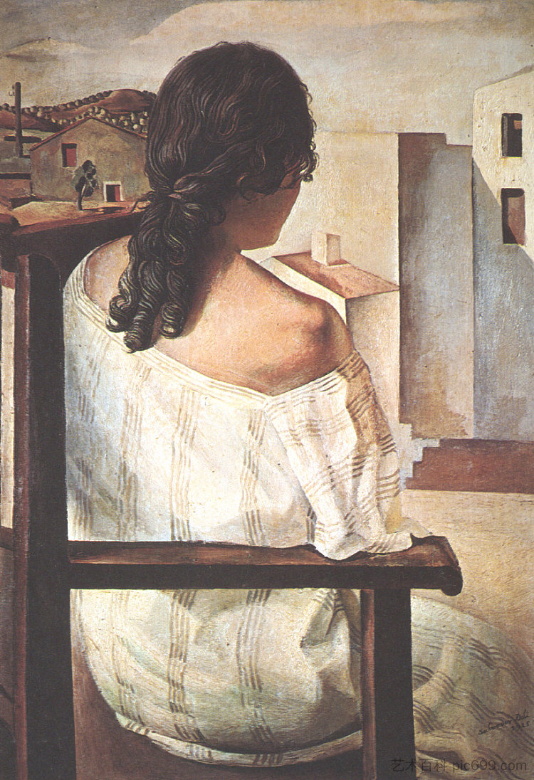 从后面看坐着的女孩 Seated Girl Seen from the Back (1928),萨尔瓦多·达利