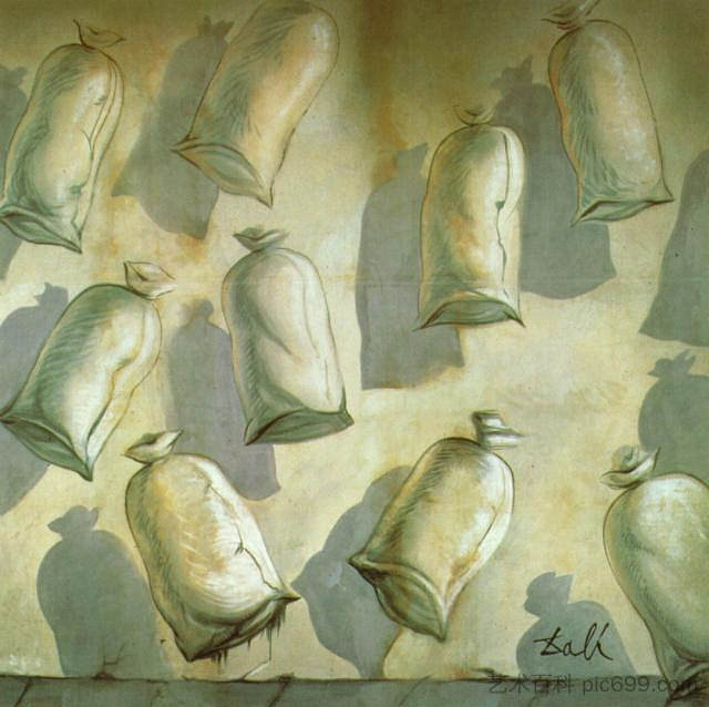芭蕾舞剧《洛斯·萨科斯·德尔·莫利内罗》的布景设计 Set design for the ballet 'Los Sacos Del Molinero' (1949),萨尔瓦多·达利