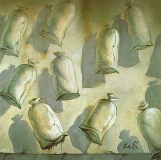 芭蕾舞剧《洛斯·萨科斯·德尔·莫利内罗》的布景设计 Set design for the ballet ‘Los Sacos Del Molinero’ (1949)，萨尔瓦多·达利