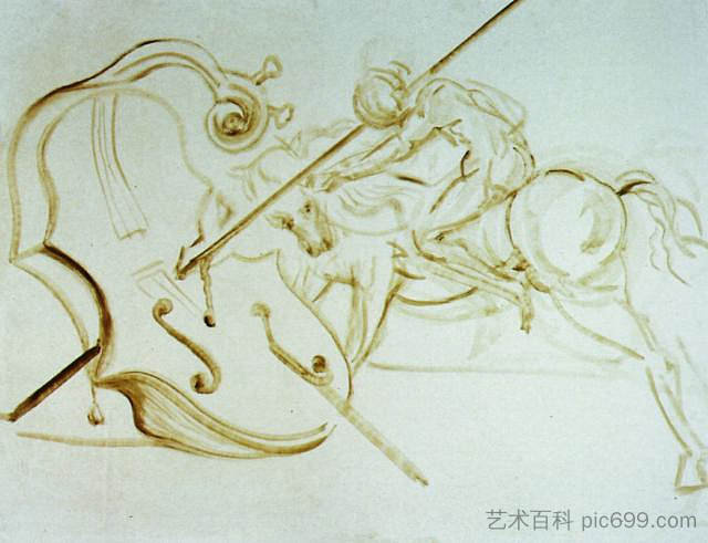 圣乔治压倒大提琴 St. George Overpowering a Cello (1983)，萨尔瓦多·达利