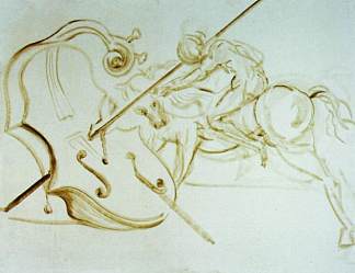 圣乔治压倒大提琴 St. George Overpowering a Cello (1983)，萨尔瓦多·达利