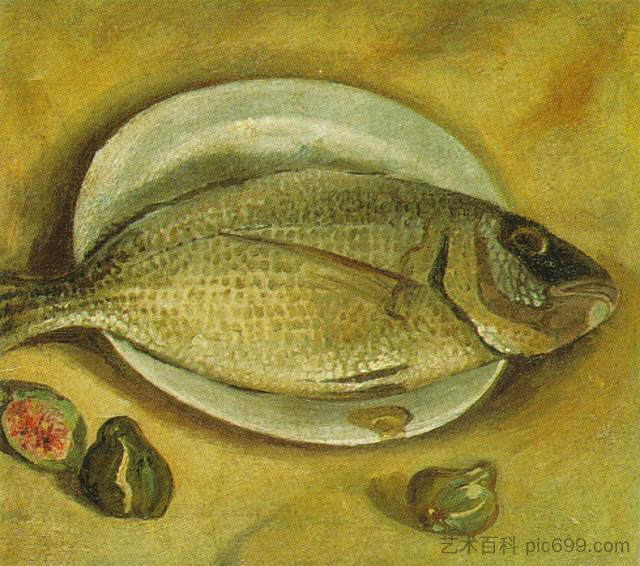 静物 - 鱼 Still Life - Fish (1922)，萨尔瓦多·达利