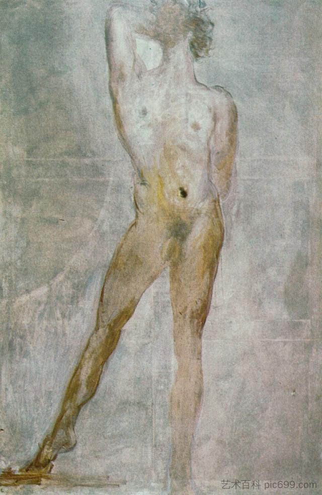 研究男性裸体-圣塞巴斯蒂安 Study of a Male Nude - Saint Sebastian (1969),萨尔瓦多·达利