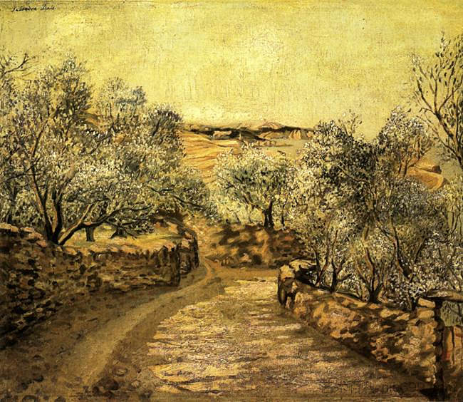通往利加特港的小巷,俯瞰克列斯角 The Lane to Port Lligat with View of Cap Creus (c.1921),萨尔瓦多·达利
