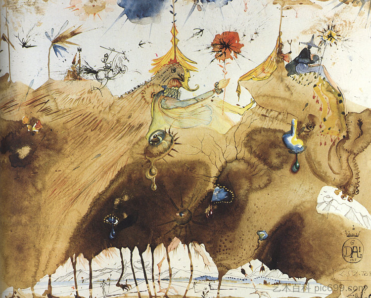 行进中的克鲁角山脉 The Mountains of Cape Creus on the March (1967),萨尔瓦多·达利
