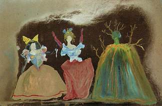 三个穿着节日礼服的女性形象 Three Female Figures in Festive Gowns (1981)，萨尔瓦多·达利